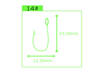 Ambush Tackle- Solid Hook - Gr&ouml;&szlig;e 14# / Menge 11 / Karbonstahl / Weite 1,12 cm / L&auml;nge 2,30 cm