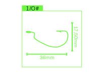 Ambush Tackle - Solid Hook - Offset Haken Größe 1/0# / Menge 6 / Karbonstahl / Weite 1,75 cm / Länge  3,6 cm