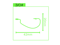 Ambush Tackle - Solid Hook - Offset Haken Gr&ouml;&szlig;e 3/0# / Menge 6 / Karbonstahl / Weite 2,0 cm / L&auml;nge  4,2 cm